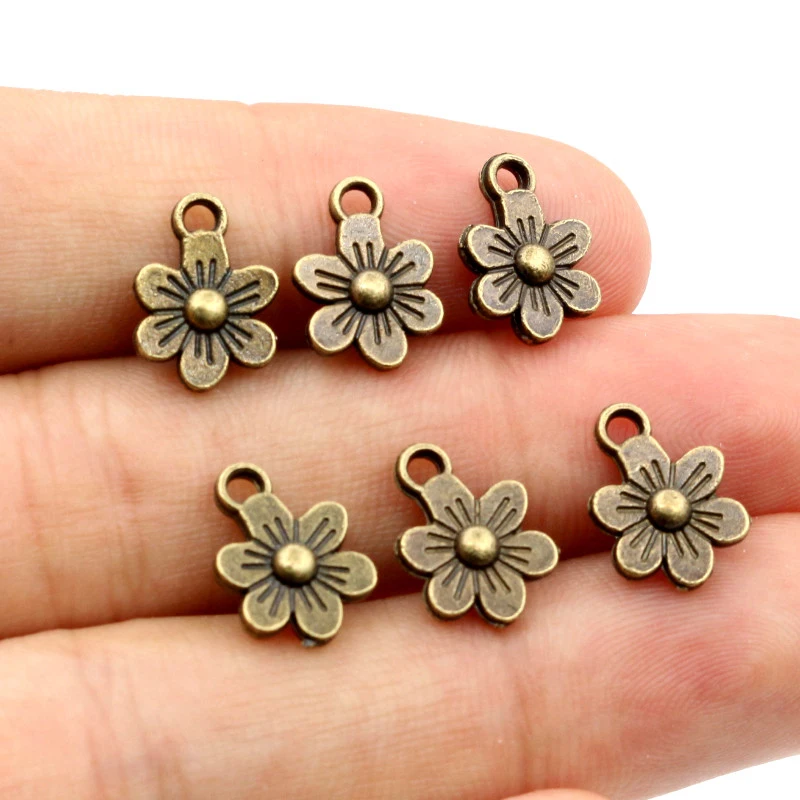 20pcs Charms Double Sided Flower 12x9mm Antique Making Pendant Fit,Bronze Vintage Antique Silver Color,DIY Handmade Jewelry