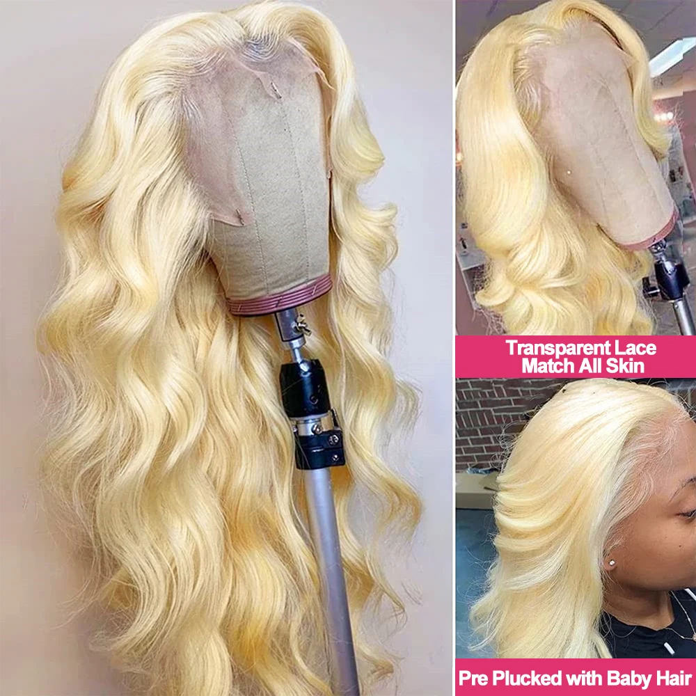 Megeen Body Wave 613 Blonde Lace Front Wig Human Hair 13x4 HD Transparent Lace Frontal Wigs For Women Brazilian Virgin Hair 12A