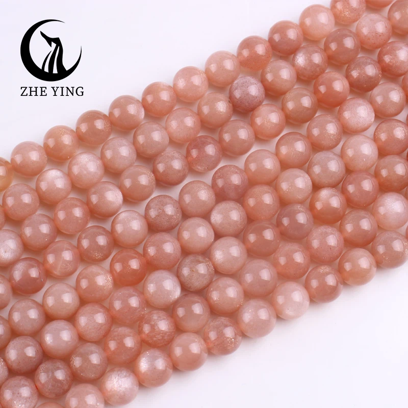 7A High Quality Natural Sunstone Quartz Stone 6/8/10mm Orange Round Loose Beads For Jewelry Making DIY Bracelets Necklace 15''