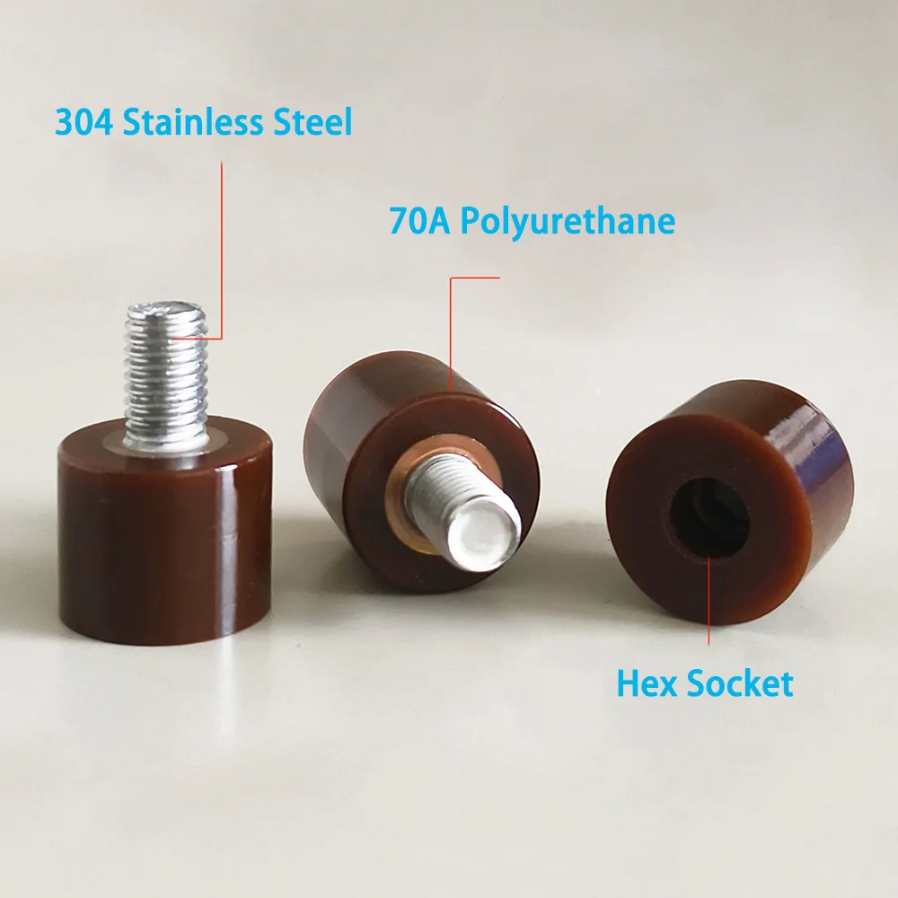 M4 M6 M8 M10 304 Stainless Steel Brown Polyurethane Coated Screw Buffer Anti-Collision Bolt Shock Absorption Screw with PU Head