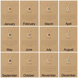 Fashion Moon Star Necklaces For Women 12 Months Crystal Birthstone Pendant Chain Men Trendy Birthday Party Jewelry Gift