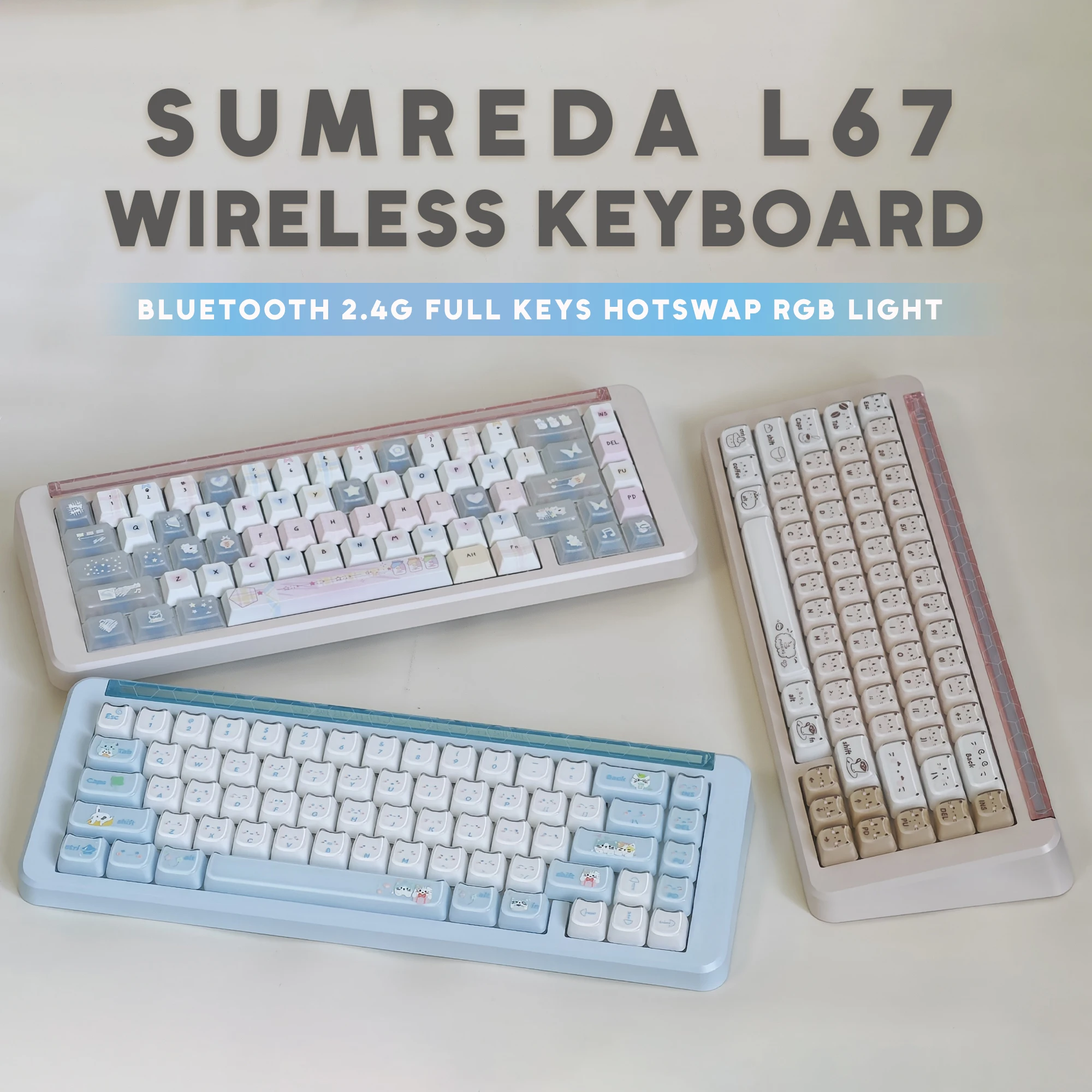 SUMREDA LIGHT67 Mechanical Keyboard Kit With Lightbox Custom Wireless Tri-mode Gasket RGB Hot-Swap Esports Keyboard Accessories