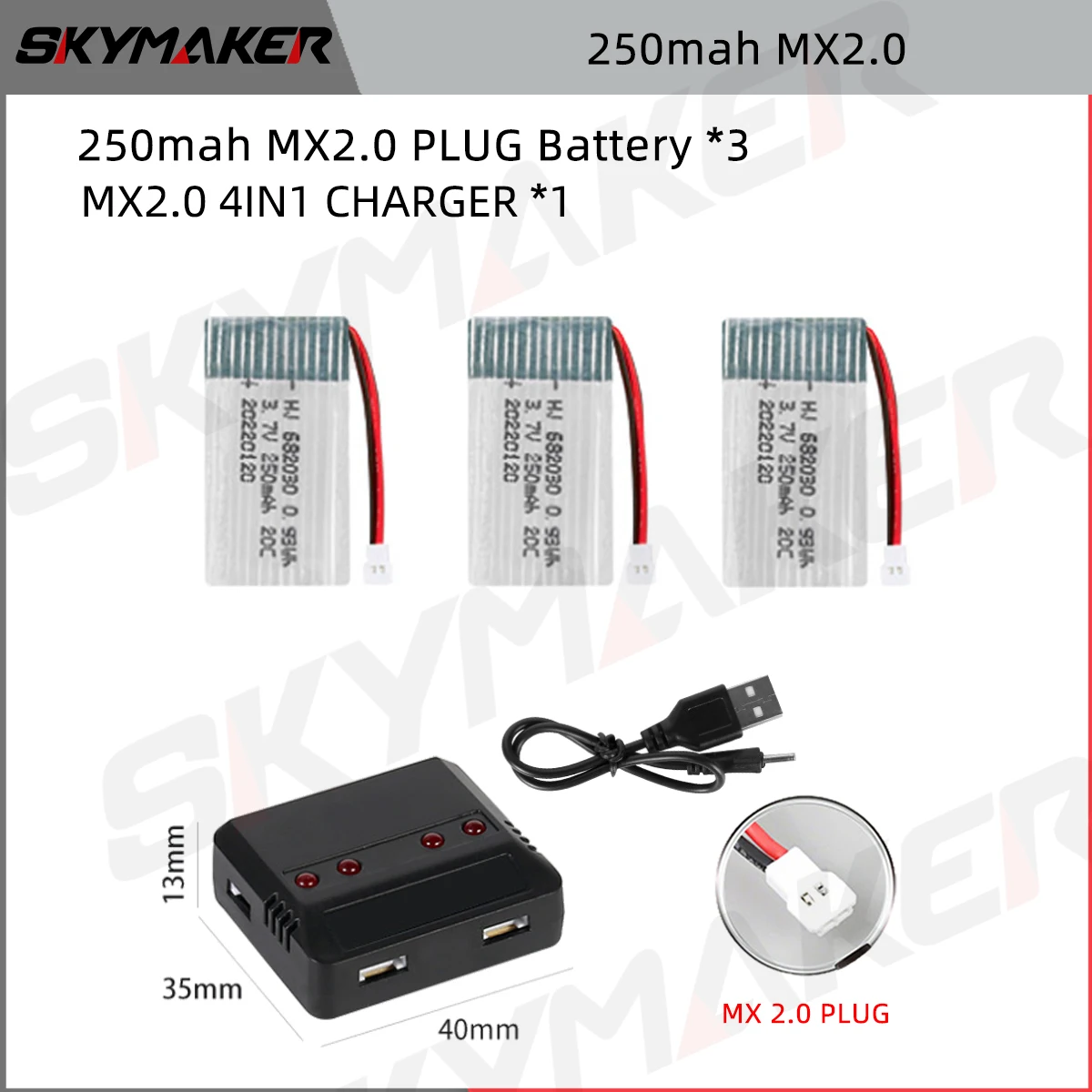 DC 3.7v 430mah 702030 Batterie au Lithium polymère Rechargeable pour DIY 3.7-5v Produits