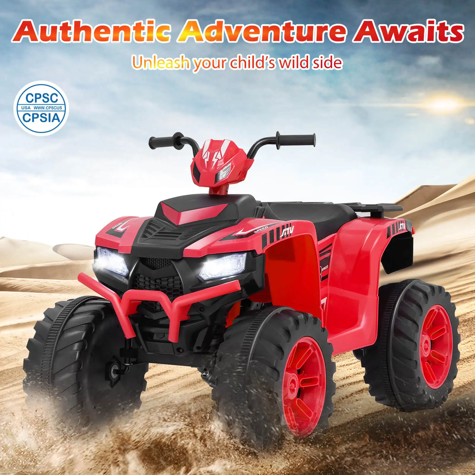 24V Kids Ride-On Electric ATV 4-Wheeler Quad Car with Wireless Connection