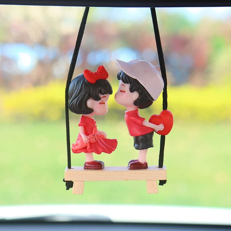 Cute Lovers In-vehicle 3D Ornament Valentine's Day Gift Desktop Home Decor Resin Couples Figurine Decoration Office Bedroom