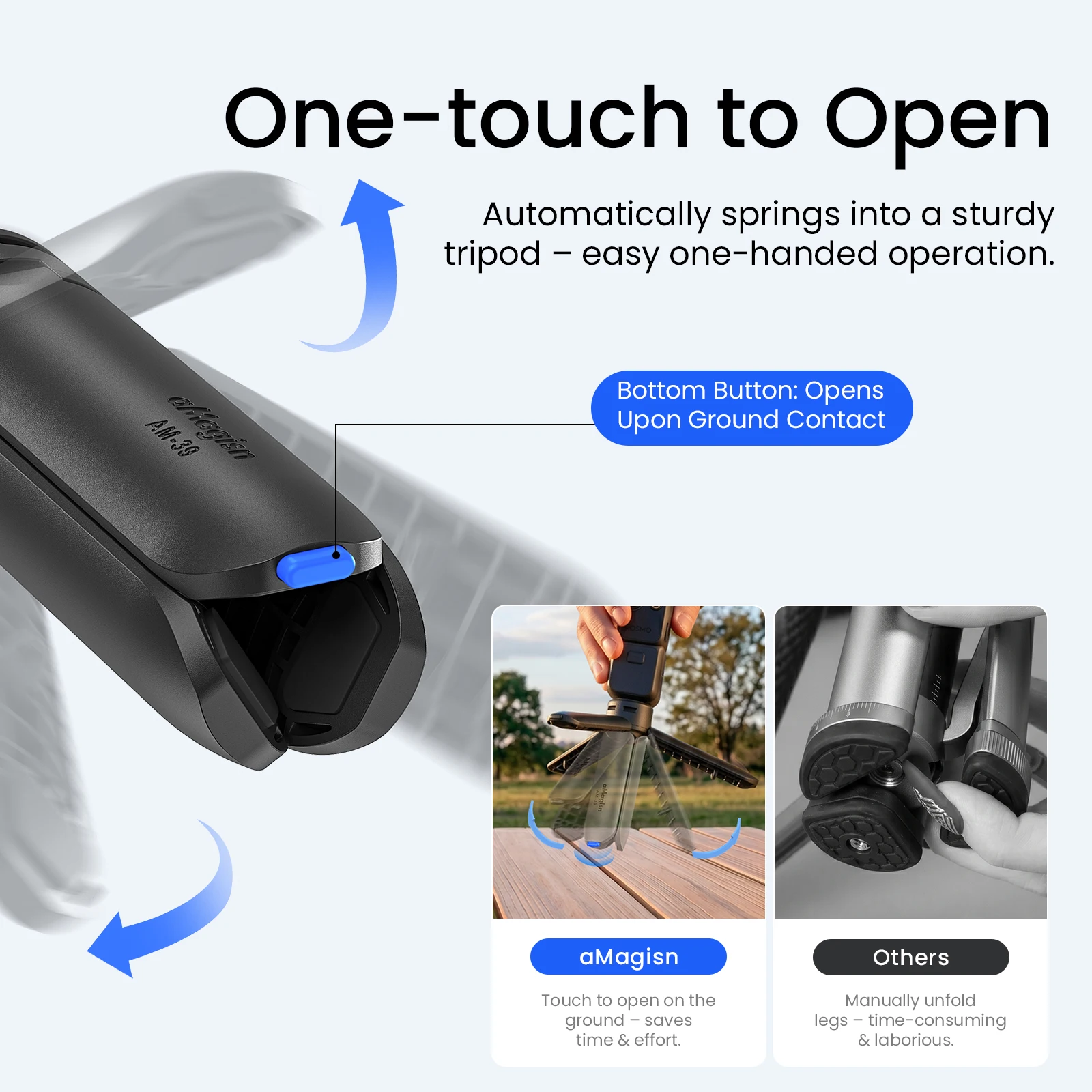 aMagisn Quick-Release Mini Tripod One-Touch Auto Open 1.5kg Load Ultra-Light for GoPro Insta360 Luna Ultra X6 X5 DJI Pocket 4 4P