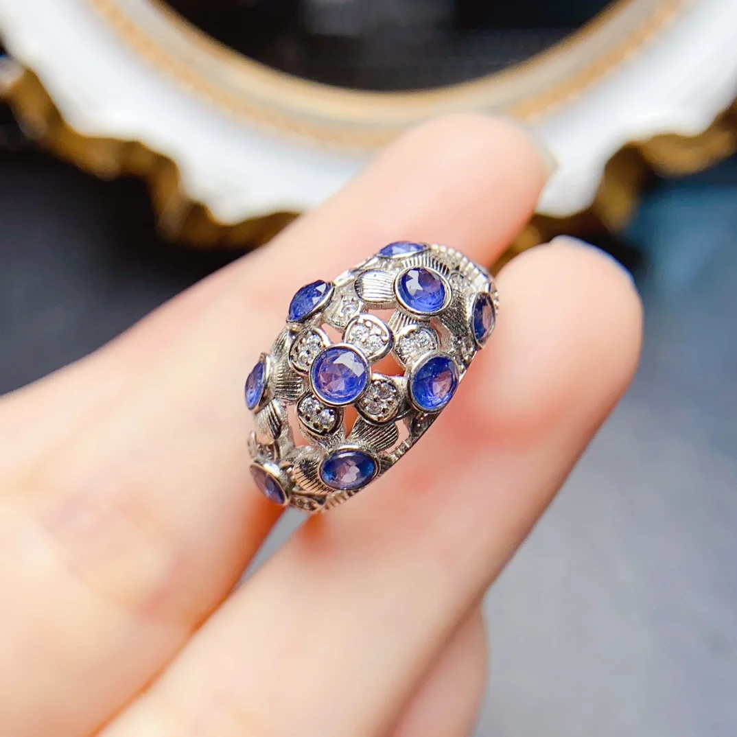 

FS 3mm Natural Sapphire S925 Sterling Silver Ring for Women Fine Fashion Charm Weddings Jewelry With Certificate MeiBaPJ New
