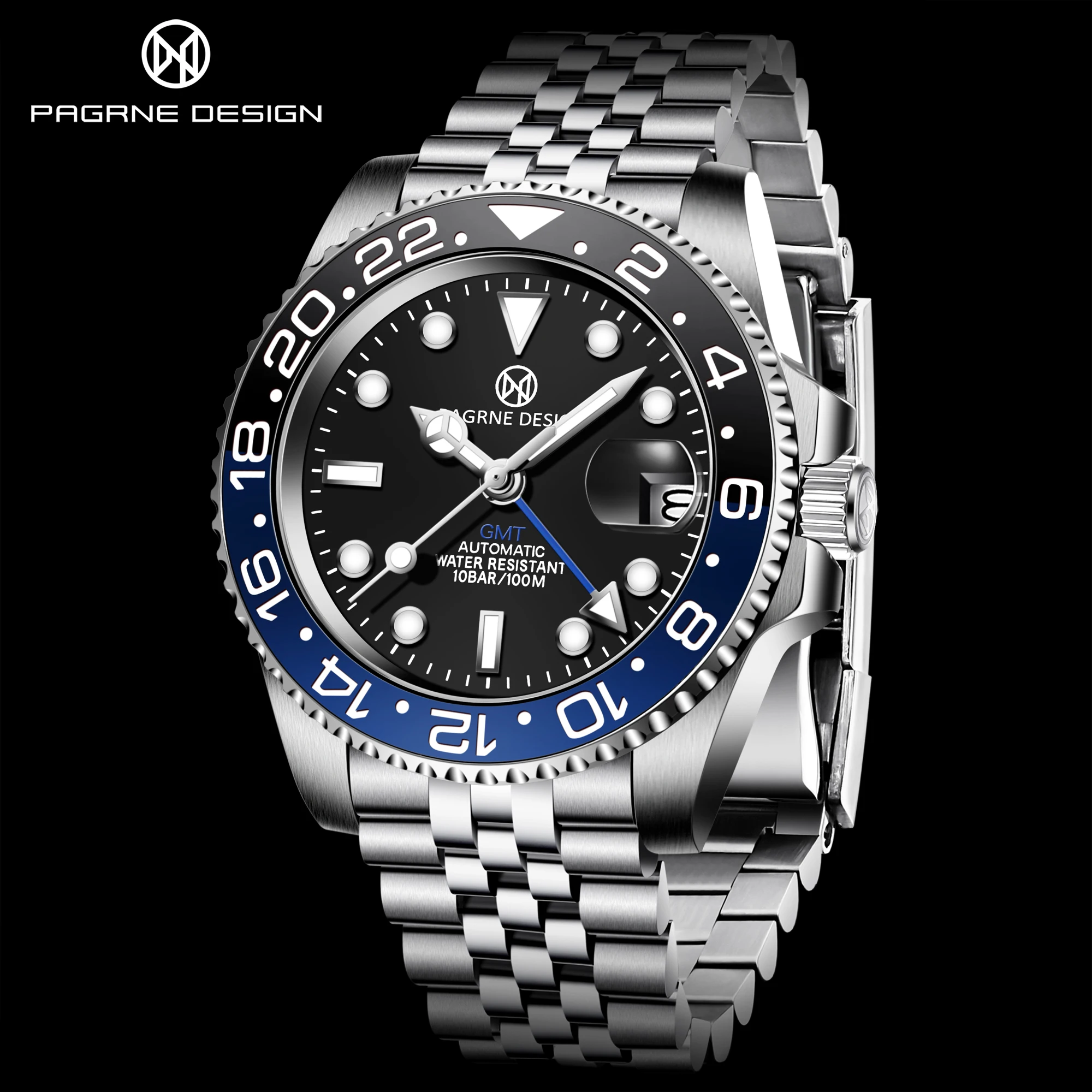 

2023 New PAGRNE DESIGN Men Trend Mechanical Watches 40mm Stainless Steel Sapphire Glass Watches 100m Waterproof Automatic Watch