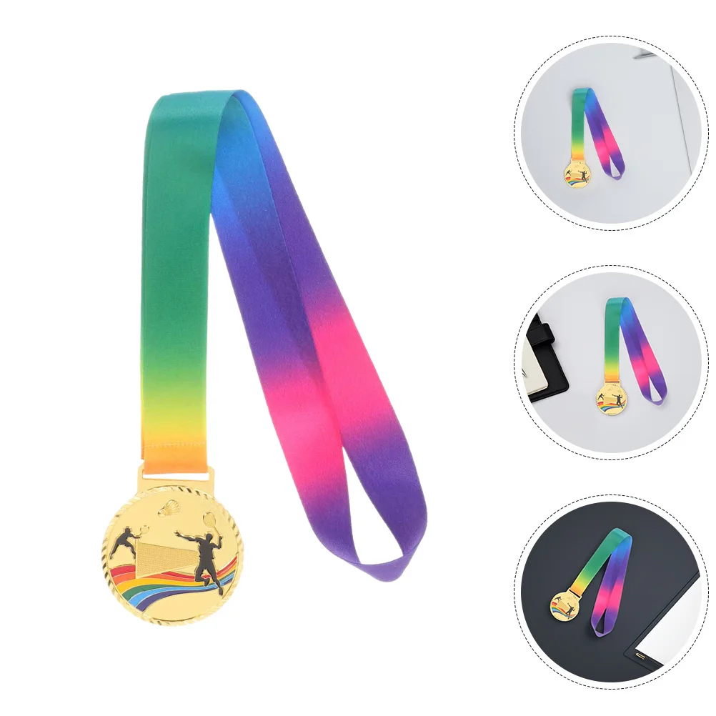 

Badminton Competition Medal Zinc Alloy Compact Delicate Sports Award Hanging Ribbon Sports Keepsake Decor Medal for Reward