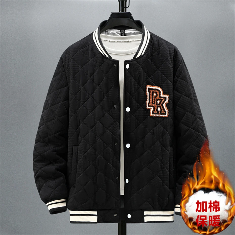 Autumn Winter Thick Varsity Jacket Men Baseball Jacket Plus Size 12XL Coat Men Winter Warm Outerwear Big Size 10XL 12XL