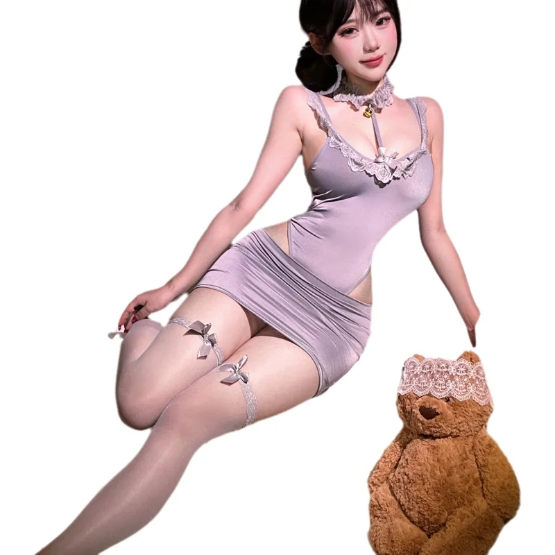 Sexy Secretary Nightclub Maid Uniform Dress Casual Seductive Sexy Sleepwear For Women Bodycon Dress Pure Desire Charming F61D