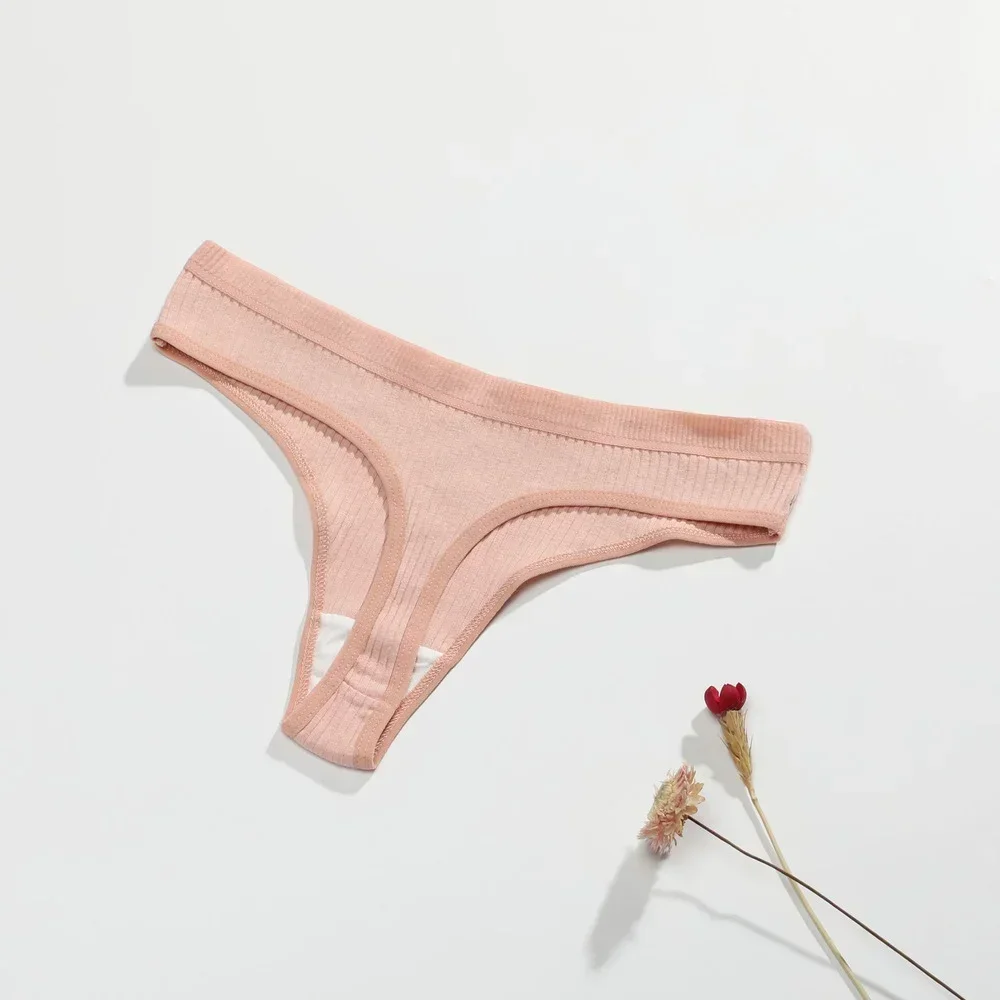 1/2PCS G-string Panties Cotton Women's Underwear Sexy Panties Female Underpants Thong Solid Color Pantys Lingerie image 4