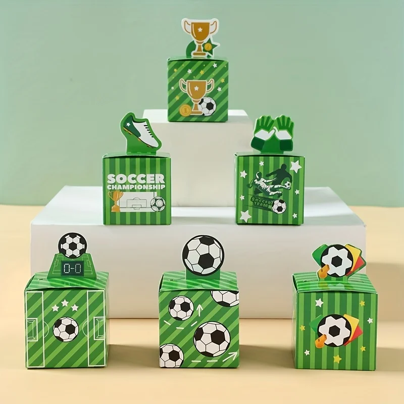 24 Cajas de Regalo con Diseño de Fútbol, Cajas para Dulces para Fiestas Deportivas, Cajas para Empacar Postres, Decoración para Fiestas de Cumpleaños de Fútbol