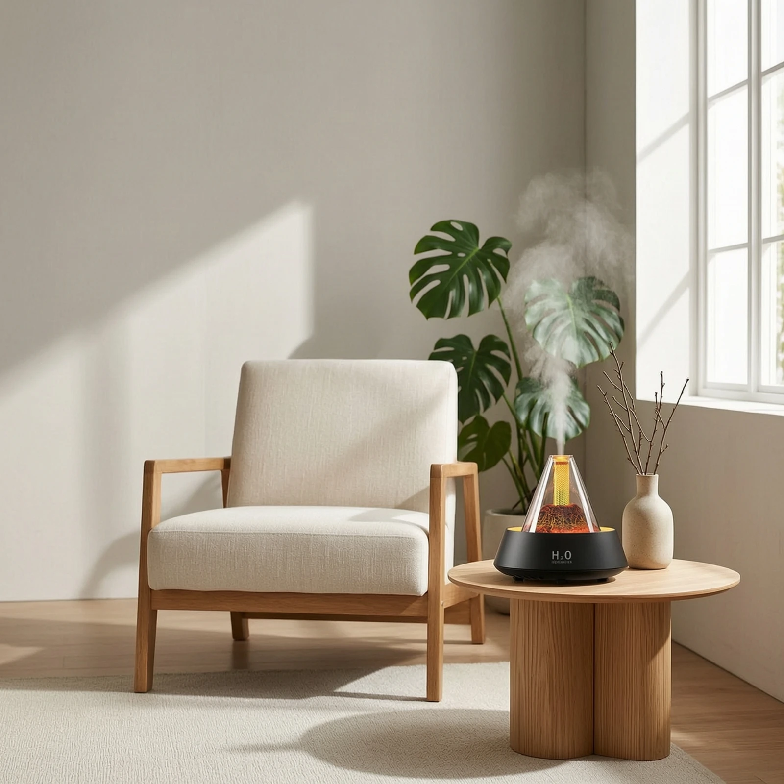Volcano Humidifier Electric Volcano Dispenser Essential Oil Dispenser with Light Decorative Mist Maker with Light Compact