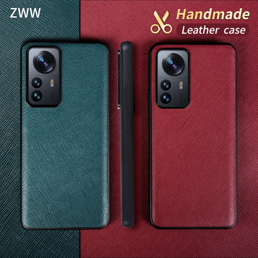 Luxury Cowhide Genuine Leather Case For Xiaomi 12 Series Women And Men Business Slim Back Cover Shockproof Protect Camera Lens