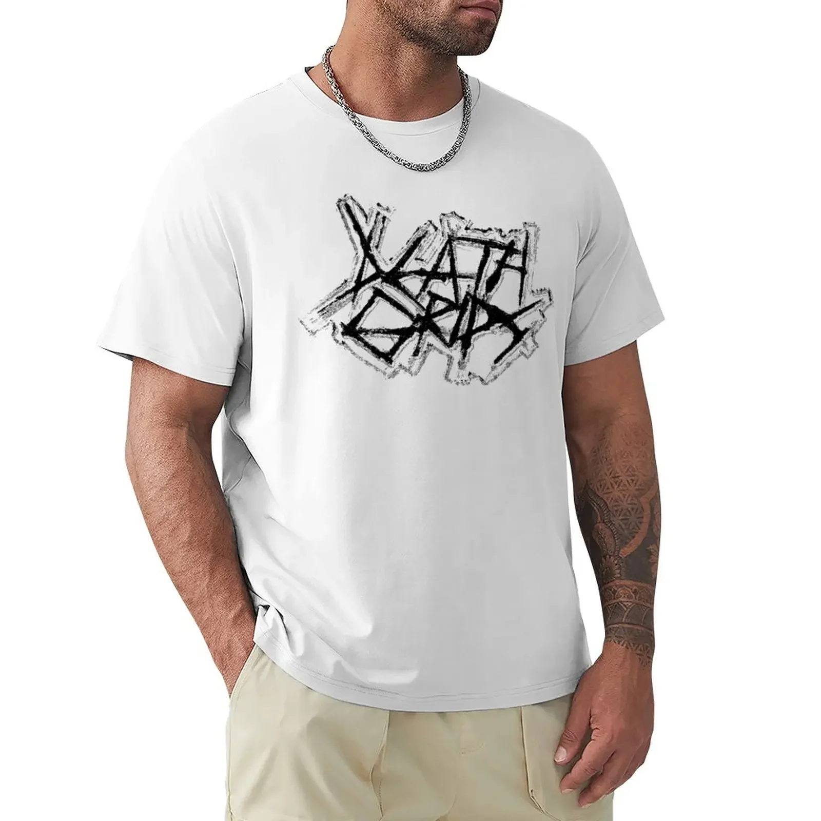 

Scratched Death Grips Logo Lettering T-Shirt anime plus size tops plain t shirts men