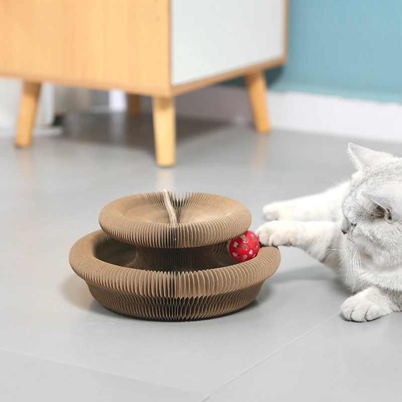 Magic Organ Cat Scratching Board Interaktywna drapak dla kota Składany akordeon dla kota Okrągłe faliste koty Interaktywne zabawki