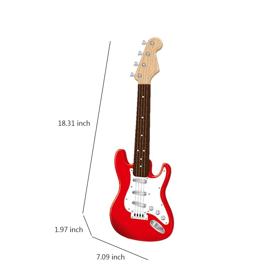 Guitare électrique Jouet 17 Pouces – 4 Cordes, ABS, Sangle Incluse, Pile AA – Instrument Musical Enfant