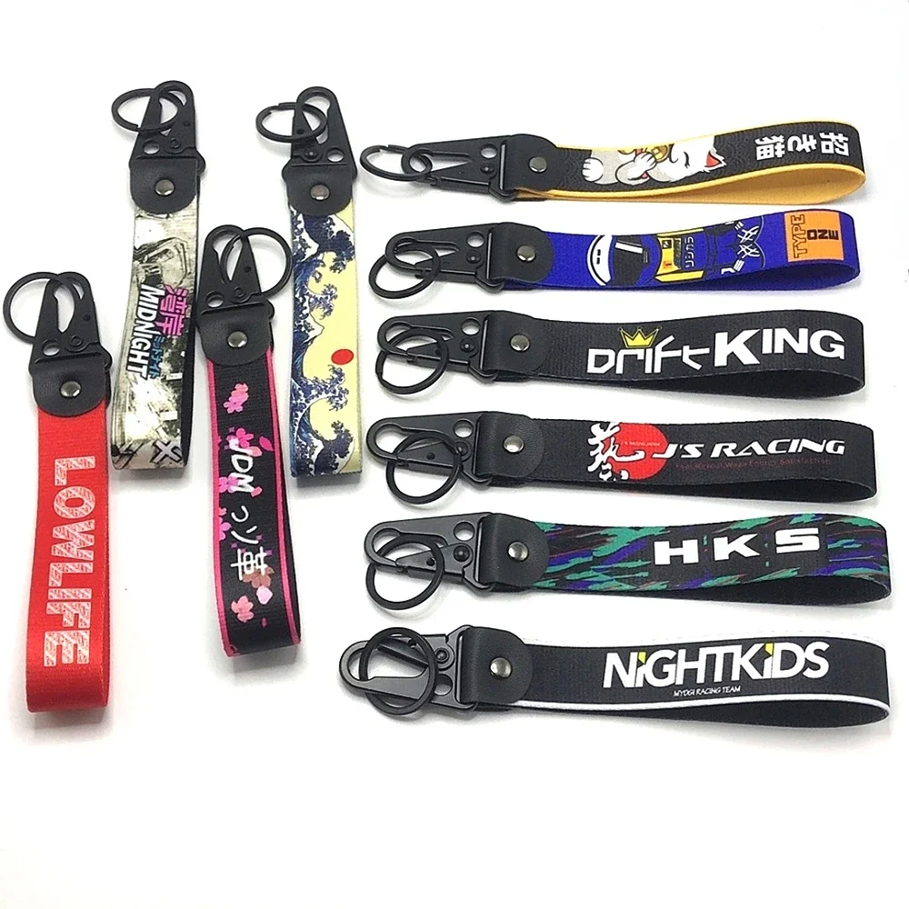 

Hot Sale JDM Style Keychain Keyring Lanyard Tags Tow Sides Thermoprint JDM Racing Car Motorcycle Key Holders Accessories for Man