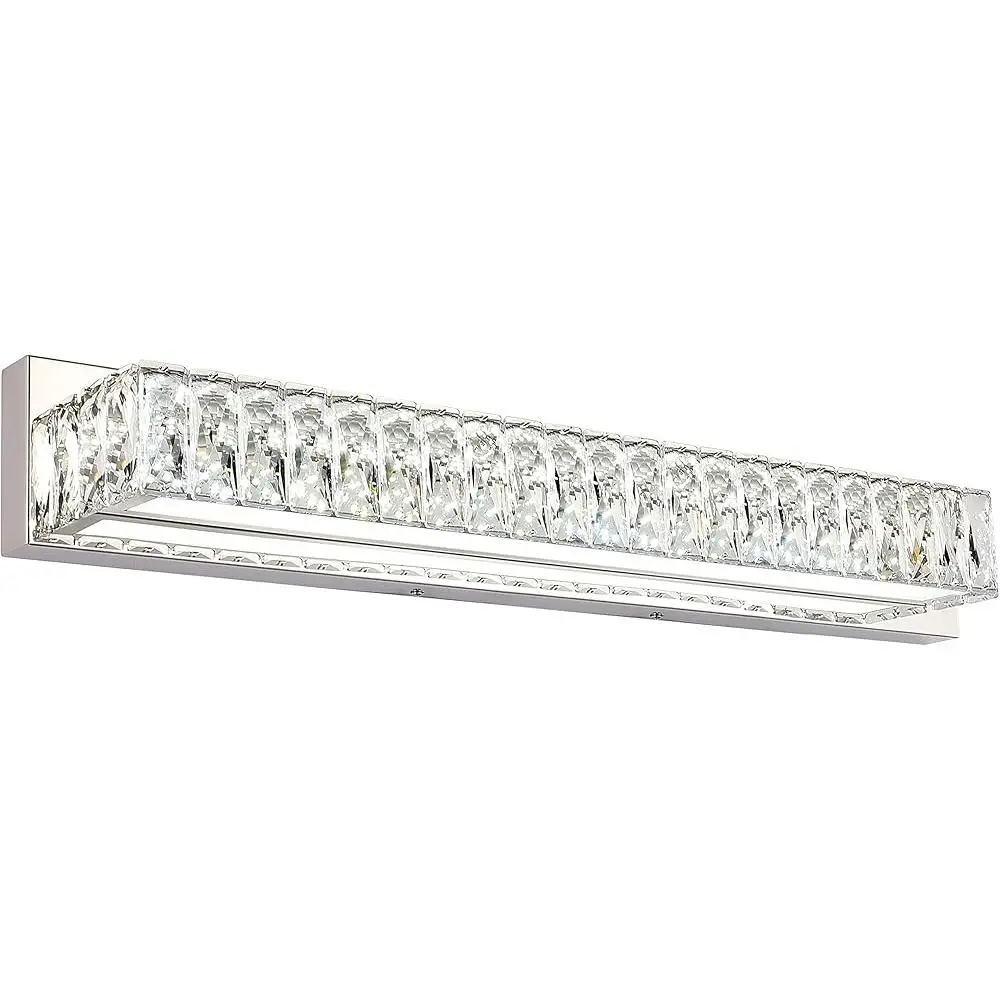 Modern LED Vanity Light Fixture Over Mirror Crystal Chrome Bathroom Lighting Energy Efficient Easy Installation Free Replacement