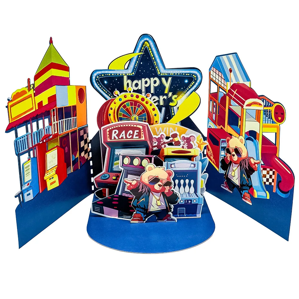 

​Race Win 3D Pop Up Card with Envelope, Sports Theme Foldable Birthday Greeting Card Gift for Friends
