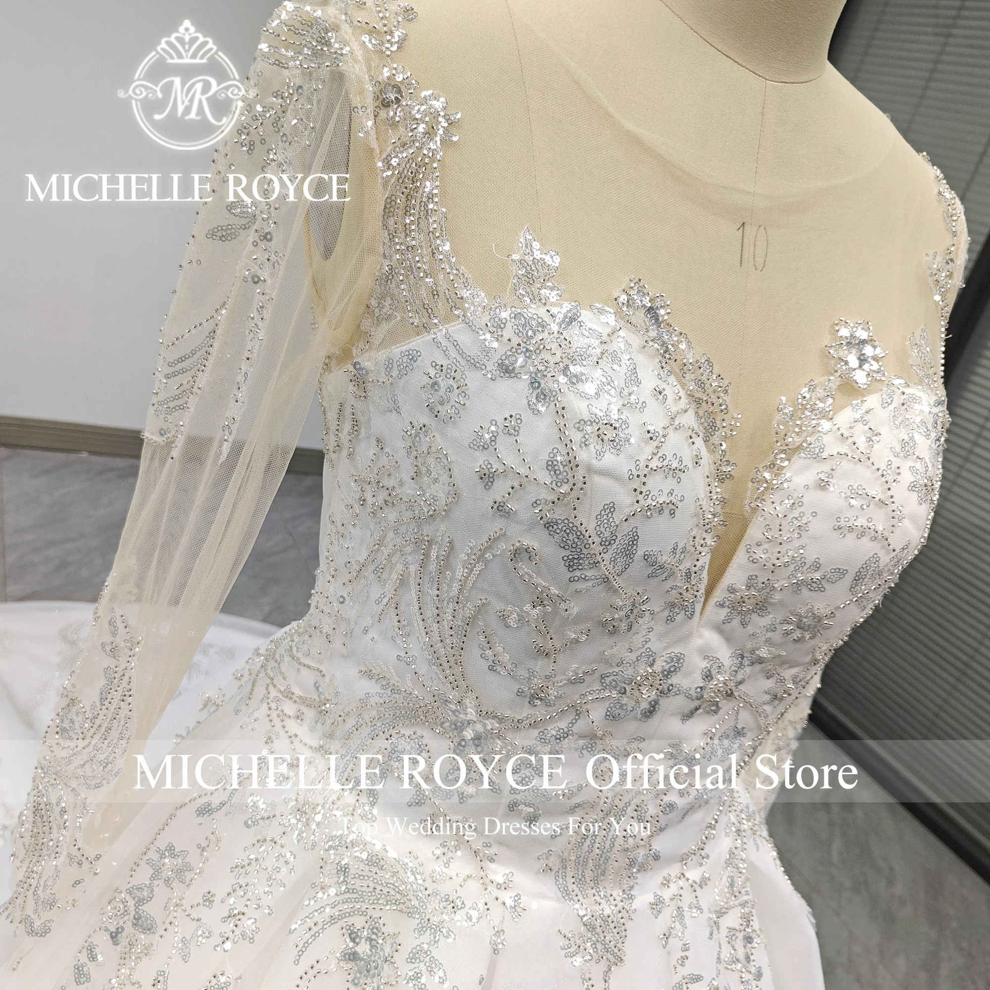 Michelle Royce Luxury Ball Gown Wedding Dress Sexy Sweetheart  Sparkling Sequined Wedding Gown Bride Dresses Vestidos De Novia