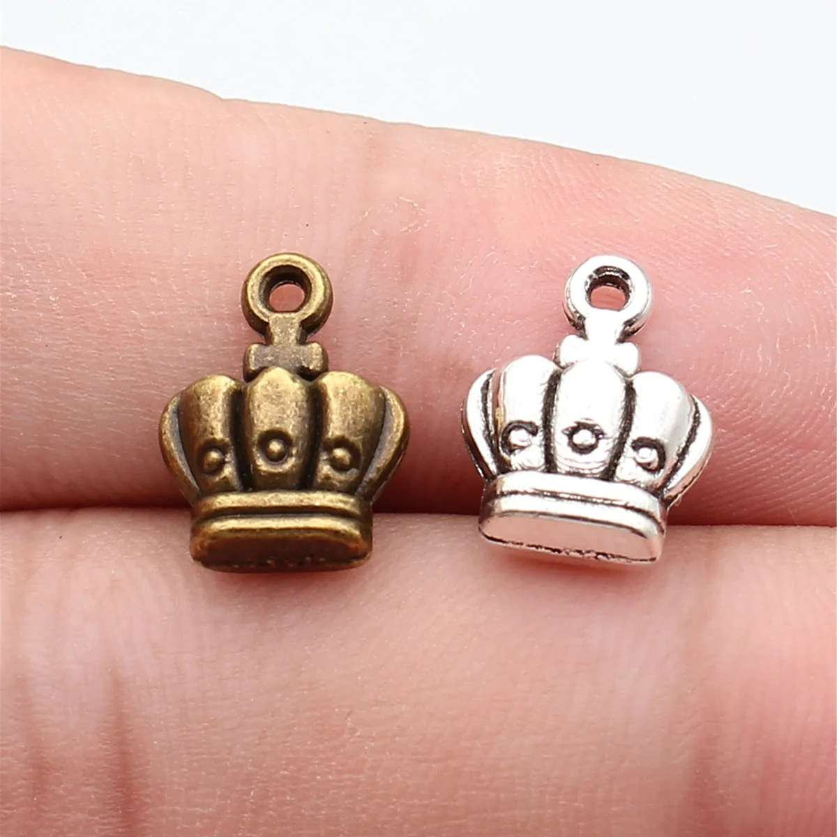 WYSIWYG 10pcs 14x10mm 2 Colors Antique Bronze Color Antique Silver Color Crown Charms For DIY Jewelry Making