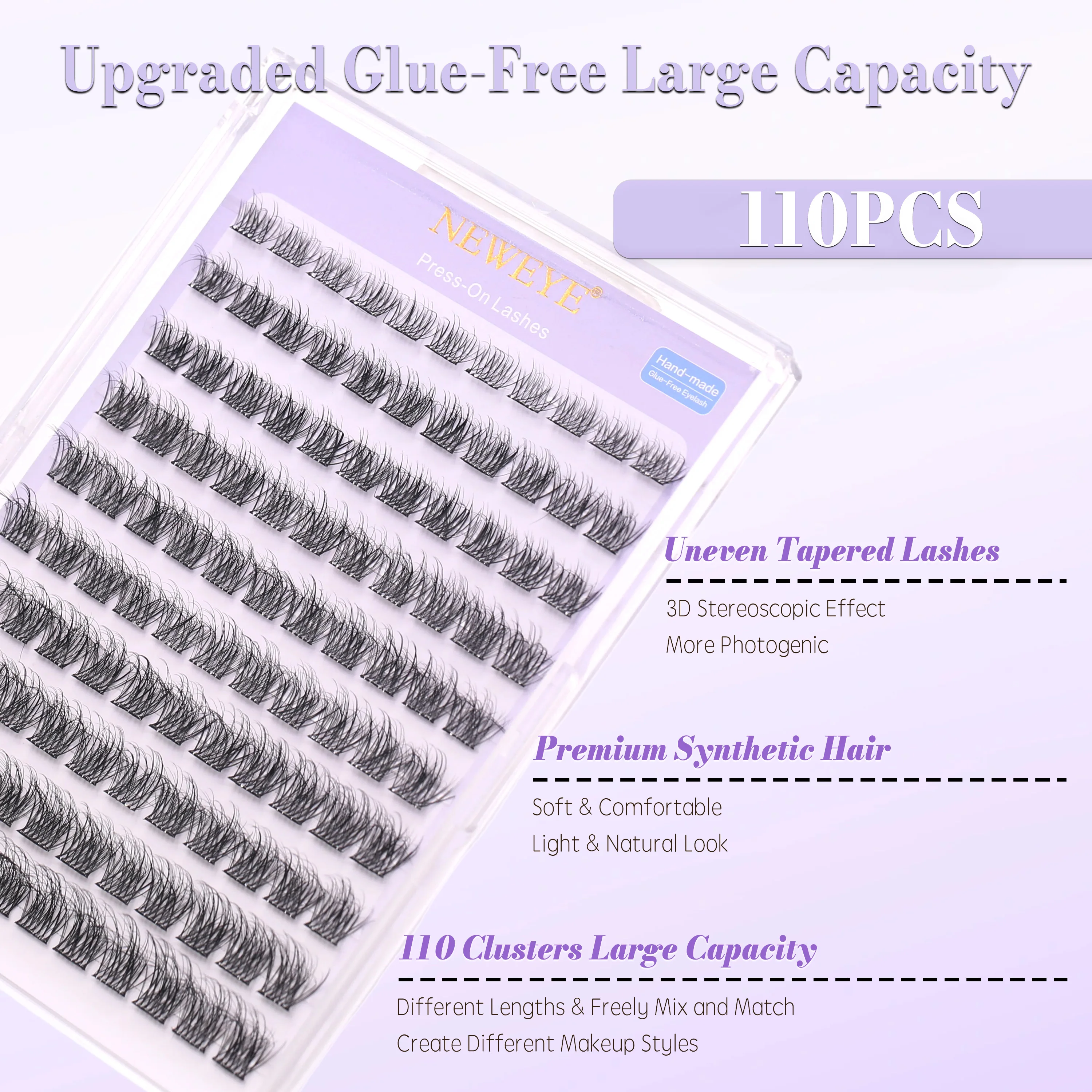 8-16mm 120 Clusters DIY Glue Free Eyelashes Extension Upper Lash Natural And Long Style 3D Fluffy Effect Reusable 2-3times Lash