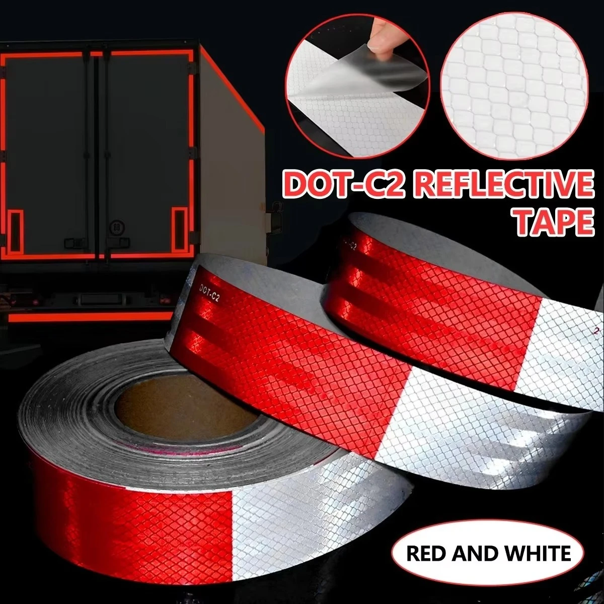 Reflective Tape Outdoor Waterproof – Red White Conspicuity Stickers with Strong Adhesive for Vehicles, Trailers, Boats & Signs