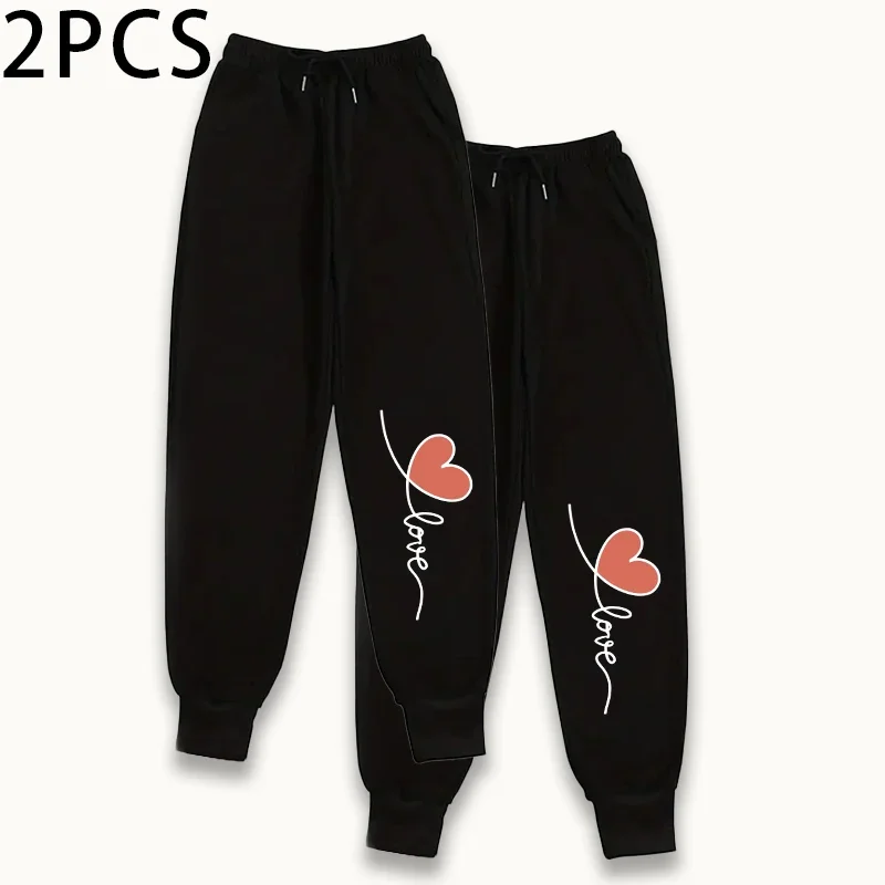 Set da 2 pezzi Pantaloni sportivi da donna Pantaloni da jogging foderati in pile con pantaloni sportivi 2025 Pantaloni casual da esterno per la casa autunno inverno 2 pacchi