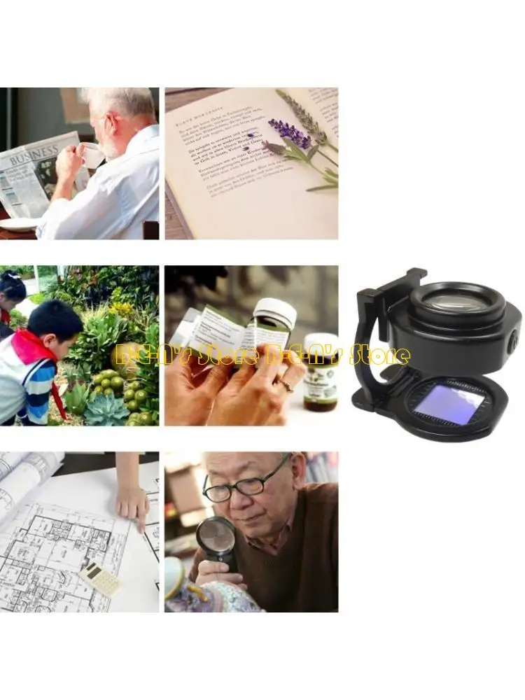 Y1AD 10X 30mm Mini Folding Magnifier with Scale Optical Glass Foldable