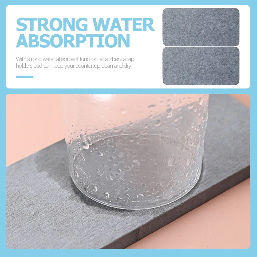 

2 Pcs Deep Gray 16x8cm Diatom Mud Pad for Bathroom Sink Cup Soap Holder Absorbent Mats Countertop Coasters Dry Non Slip