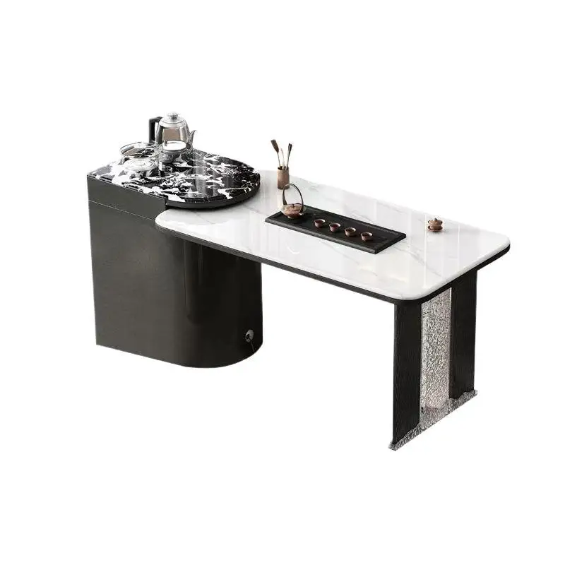 

Household small apartment new light luxury rock slab supercrystalline stone tea table and chair combination modern and simple