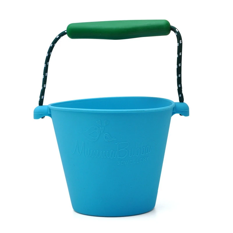 Kids Beach Bucket Silicone Folding Hand-Held Barrel Toy Baby Shower Bath Toy Sand Dabbling Pour Water Toy