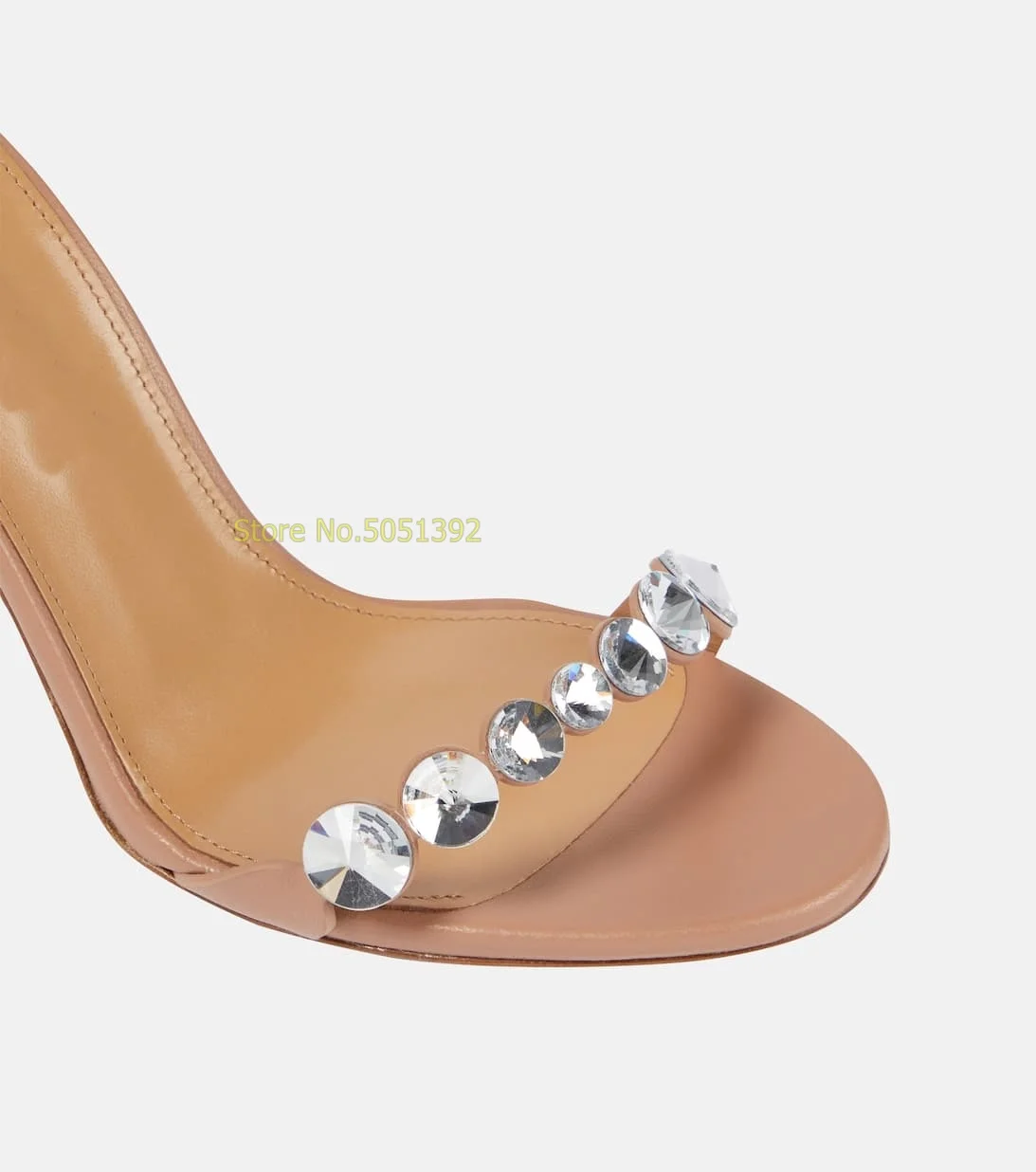 Embellished With Rounded Crystals Sandals Open Toe Stiletto Thin High Heel Ankle Buckle Strap Cover Heel Fashion 2024 Shoes