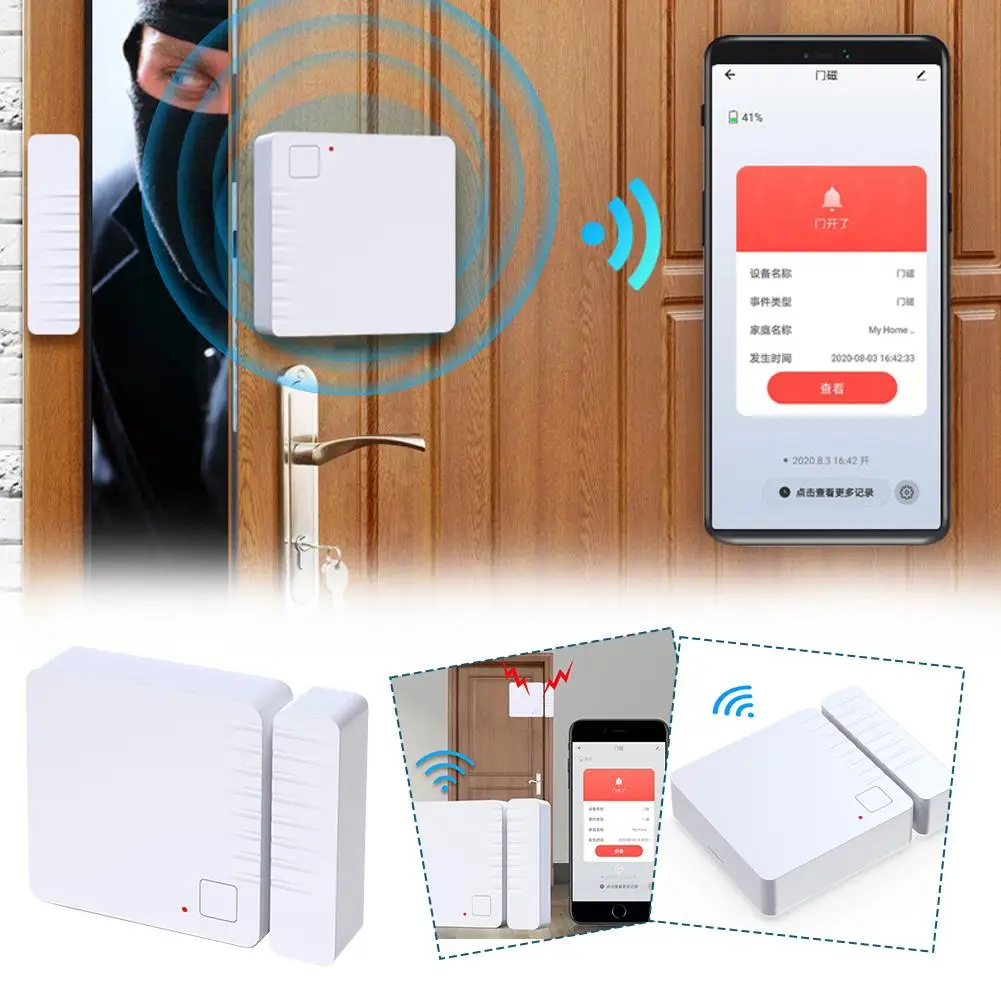 Door And Window Alarm Home Anti-theft Wifi Magentic Open Contacts Mobile Phone Notification To Reminder Door Remote E3n3