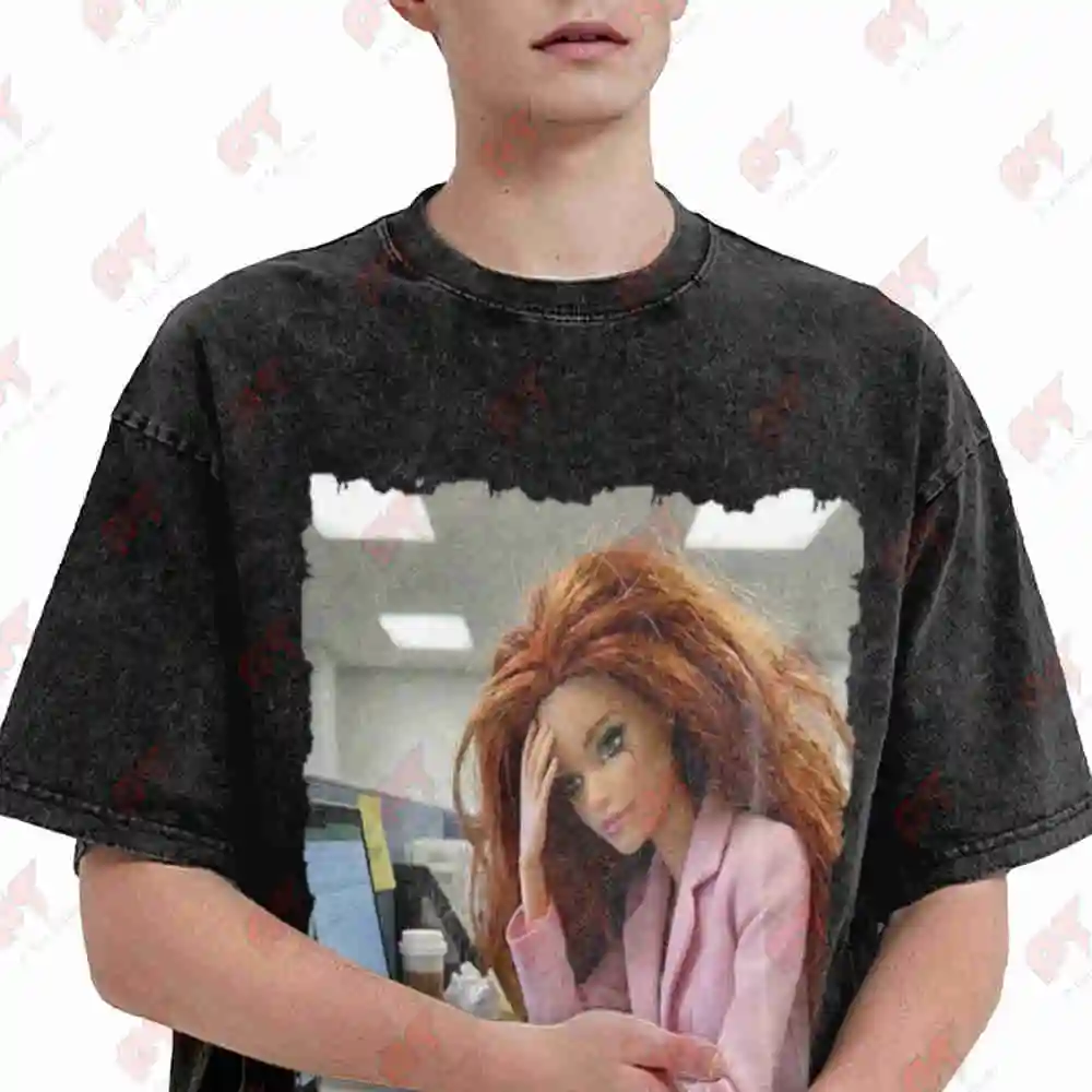 Doll Face Meme Shocked Unhinged Inappropriate Viral Cringy Vintage Washed Tee Pure Cotton T-Shirt
