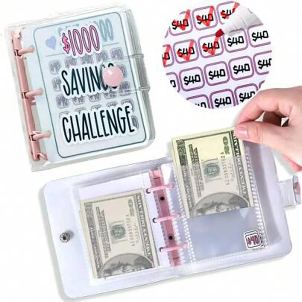 1000 Savings Challenge Binder , Money Saving Binder, Savings Challenges Book with Envelopes, Envelope Savings Challenge, Mini Bu