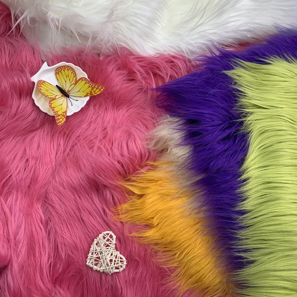 

25x45cm Long Pile Faux Fur Fabric Pastel Color Shaggy Plush Material For DIY Craft Fursuit Doll Costume Decor