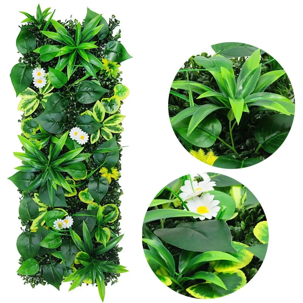 DIY Artificial Plant Wall Panel Flower UV Protection Simulation Maple Plant Sheet Lifelike Durable Fake Green Grass Mat
