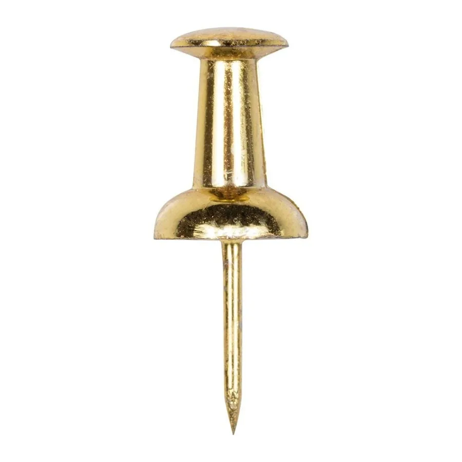 Gold Push Pins for Office and Home Use 2 Packs of 100 Reliable Metal Fasteners for Bulletin Boards Wall Displays and Craft Proj