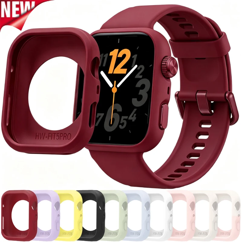 Silicone Case for Huawei Watch Fit 5/5 Pro Accessories Soft Shockproof Protective Bumper Frame Shell for Huawei Fit 5/5Pro Cover