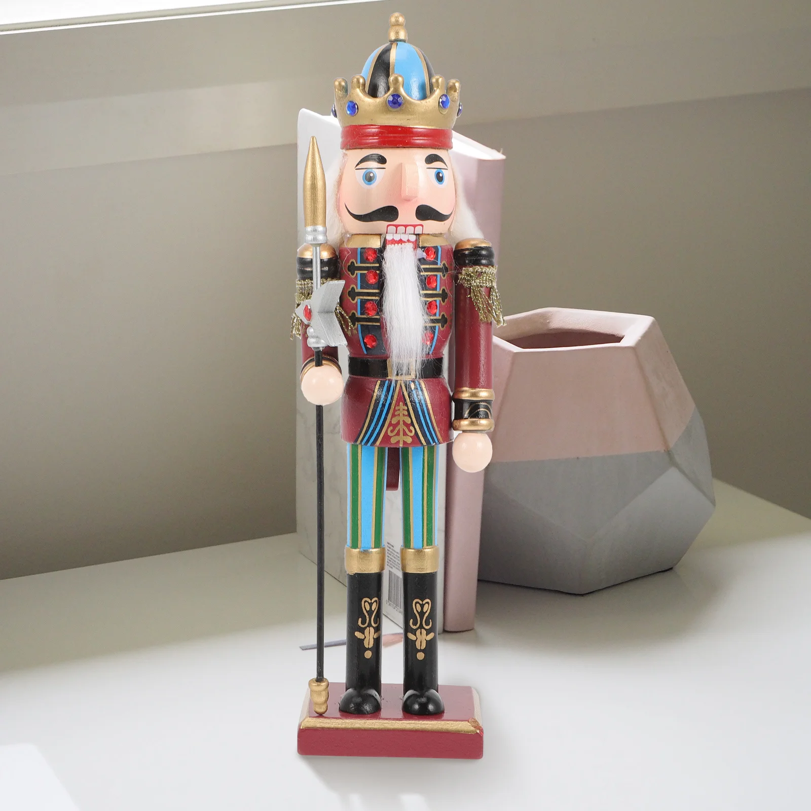 

Xmas Nutcracker Ornament Wooden Soldier Christmas Decor Desktop Craft Sturdy Home Office Gift Wooden Nutcracker Soldier
