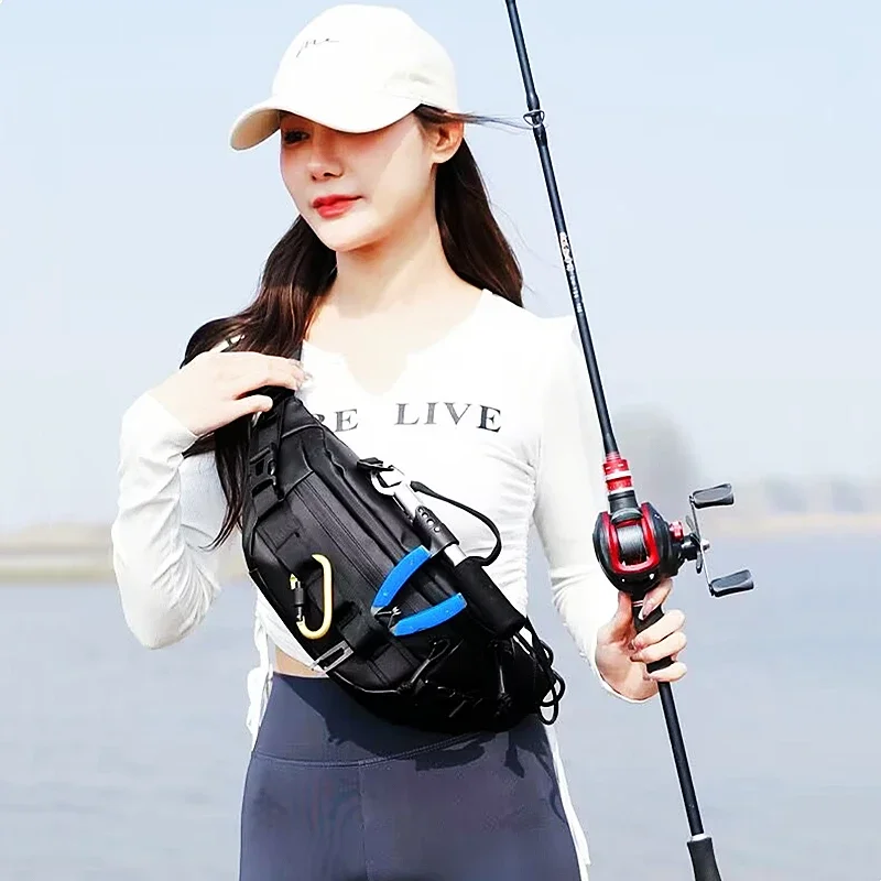 

Large Size Fishing Tackle Waterproof Bag Outdoor Waist Fanny Pack Capacity Crossbody Bag Fishing Lures Line Storage Accessories