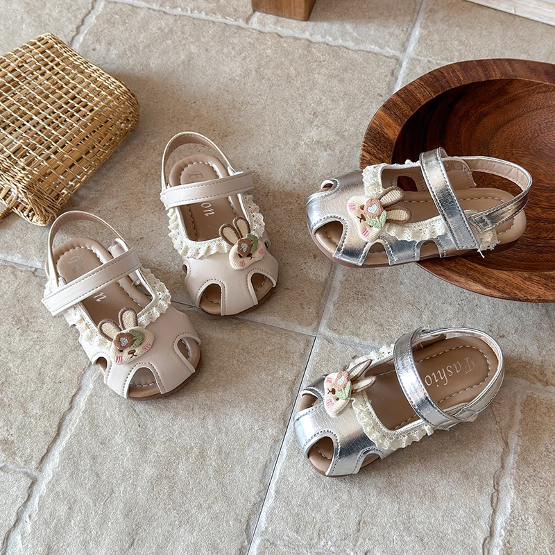 

Новые детские сандалии Mumoresip: летние туфли для девочек с кружевной отделкой и оборками, школьные, милые, с вырезами, пляжные