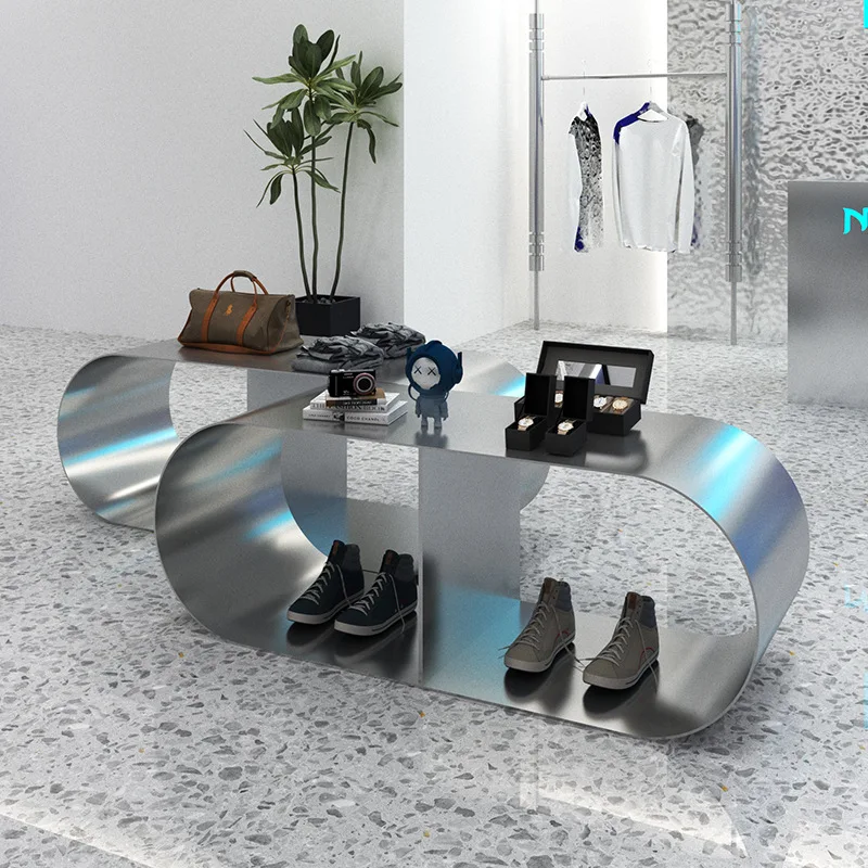Display stand Stainless steel brushed display stand Men's clothing store display table y