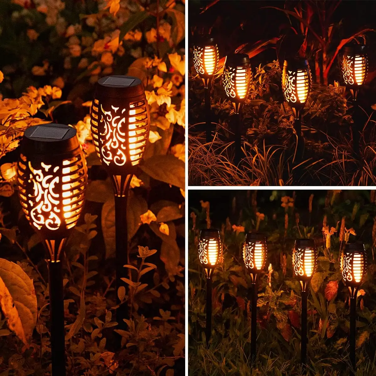 10 szt. Solarne Lampy Palnikowe LED Zewnętrzne Dekoracje Świąteczne Halloween Lampy Ambientowe Ogród Podwórko Staw Krajobraz