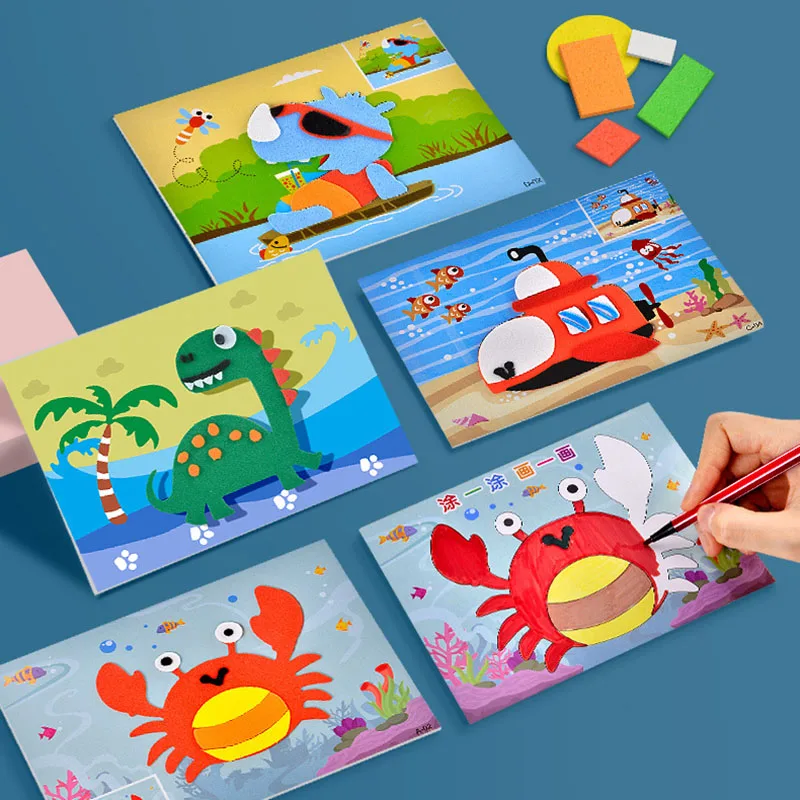 5-20Pcs New 3D EVA Foam Sticker Puzzle Game DIY Cartoon Animal Learning Education Toys For Children Kids Multi-patterns Styles