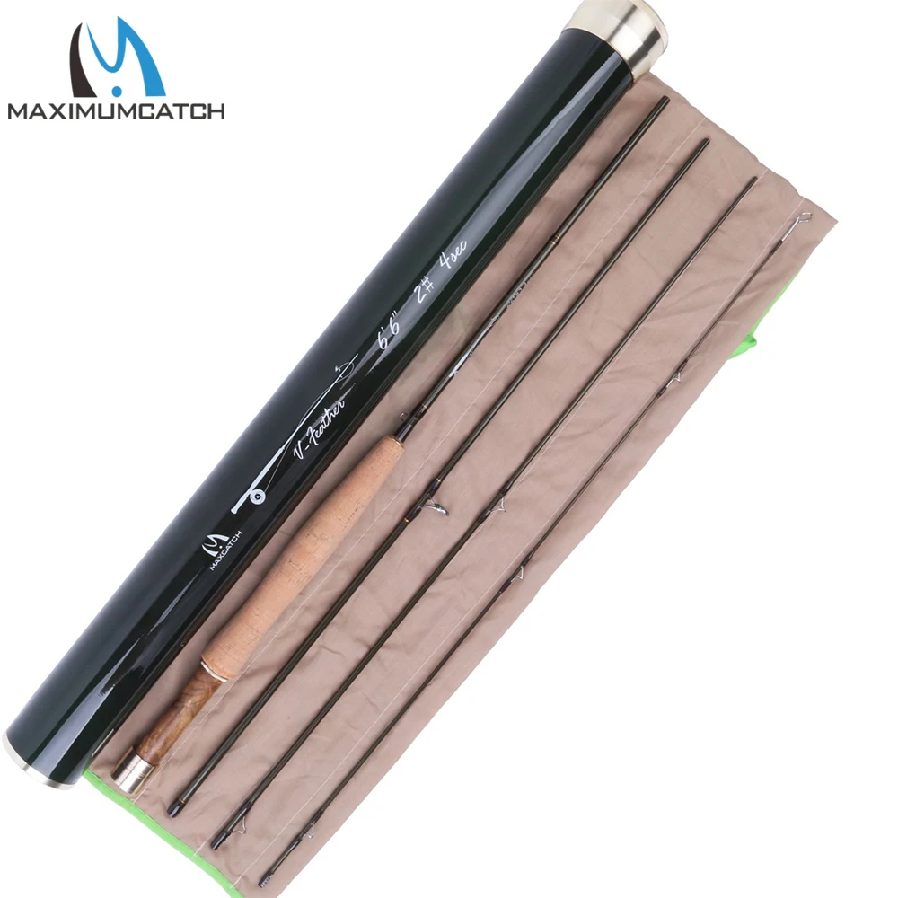 Maximumcatch V-Feather Fly Rod - Small Stream Creek 30T+36T SK Carbon Lightweight with Carbon Tube for Trout/Bass