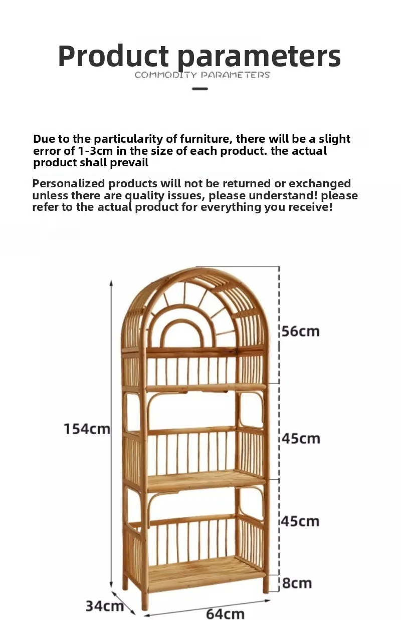 Rak Rotan Rak Buku dari Lantai Ke Langit-langit Rak Penyimpanan Multi-lapis Rak Display Jepang Rumah Ruang Tamu Rak Display